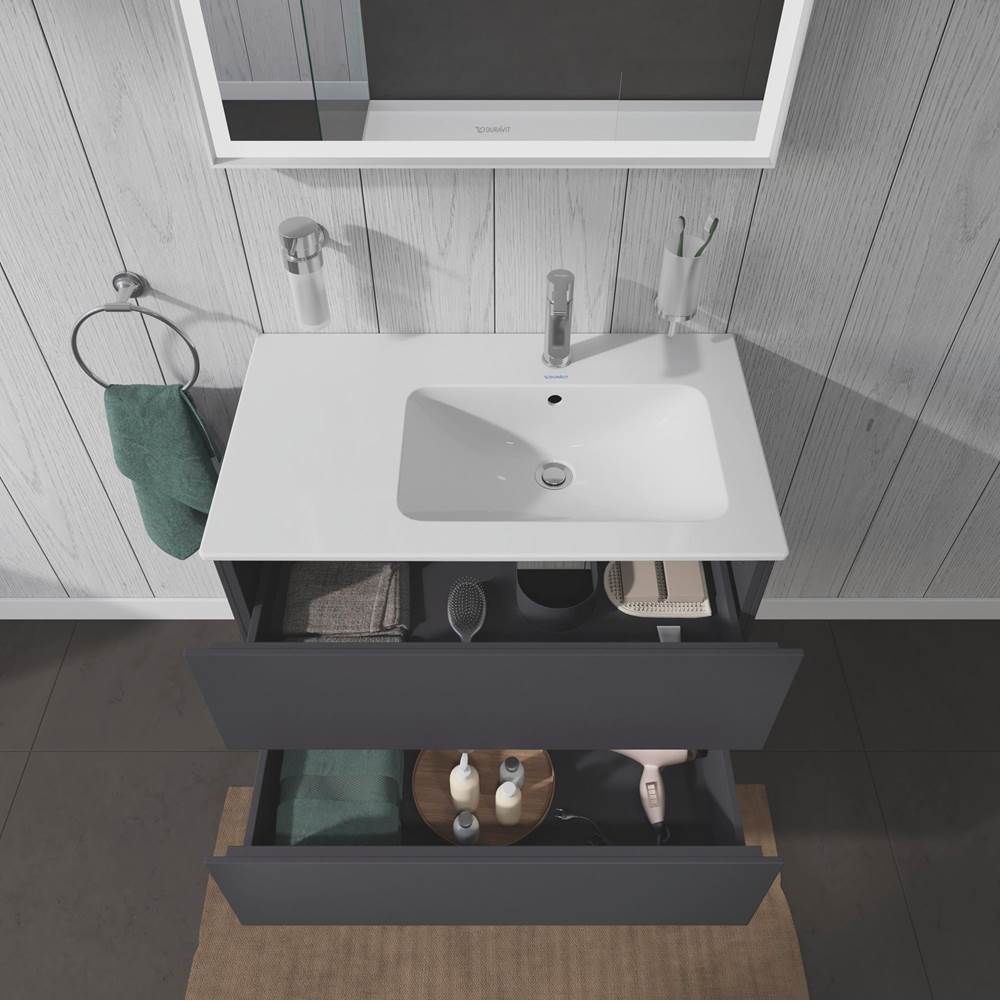 L-Cube Two Drawer Wall-Mount Vanity Unit Concrete Gray
