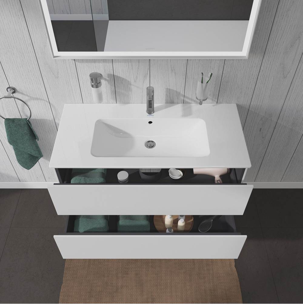 L-Cube Two Drawer Wall-Mount Vanity Unit Concrete Gray