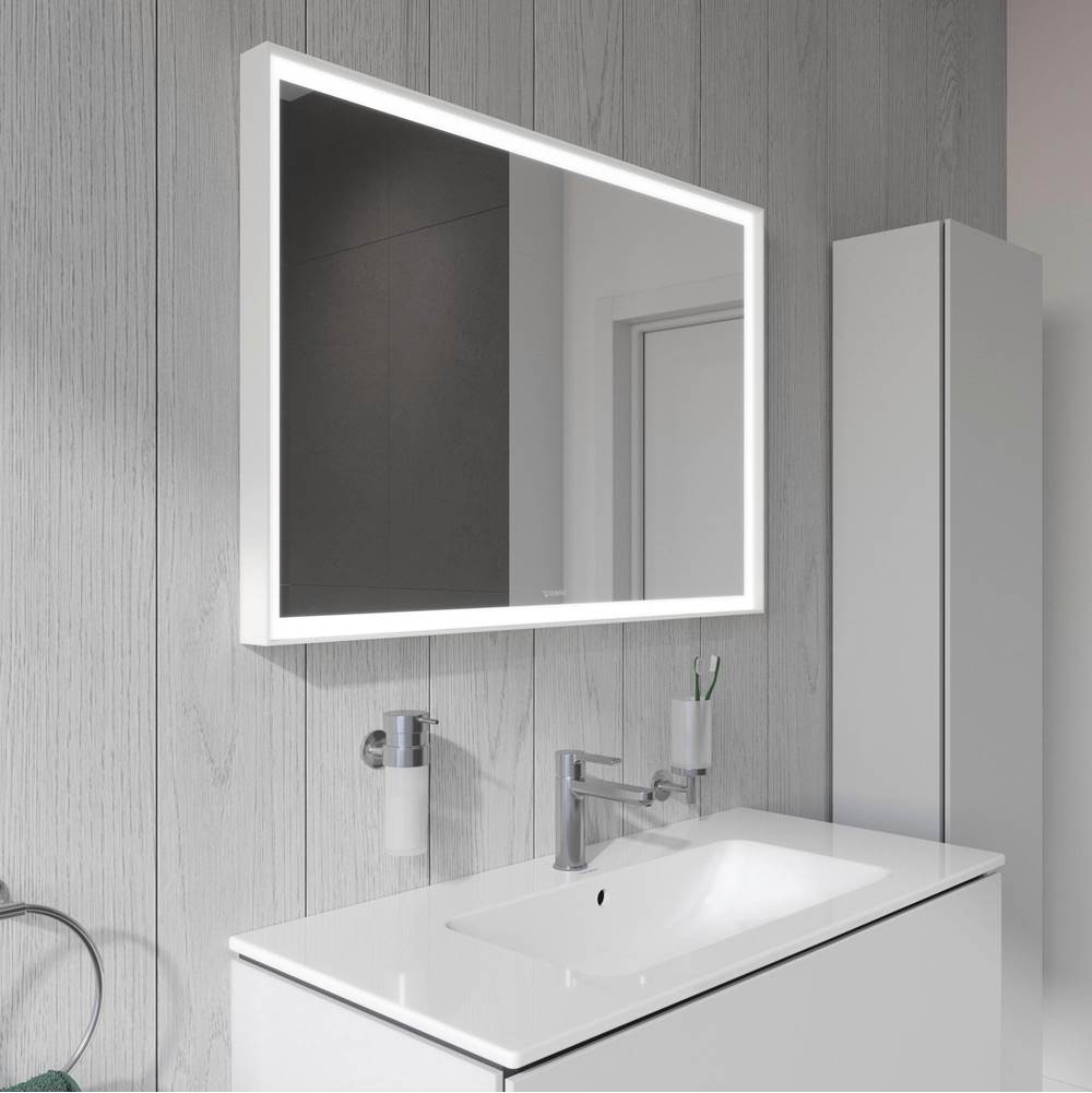 L-Cube Mirror with Lighting White Aluminum
