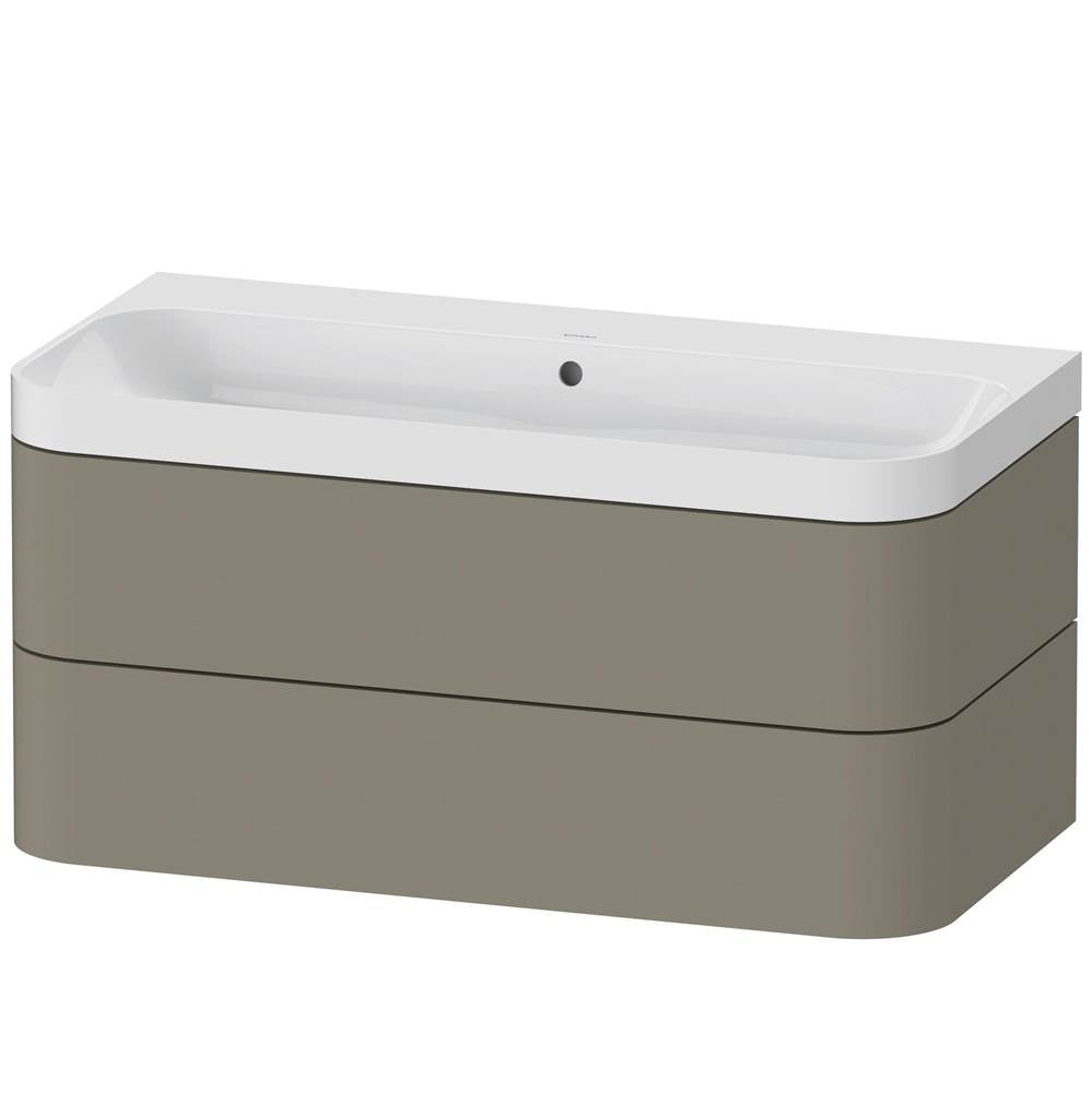 Duravit - Happy D.2 Plus Two Drawer C-Shaped Wall-Mount Vanity Kit Stone Gray - Stone Gray Satin Matte
