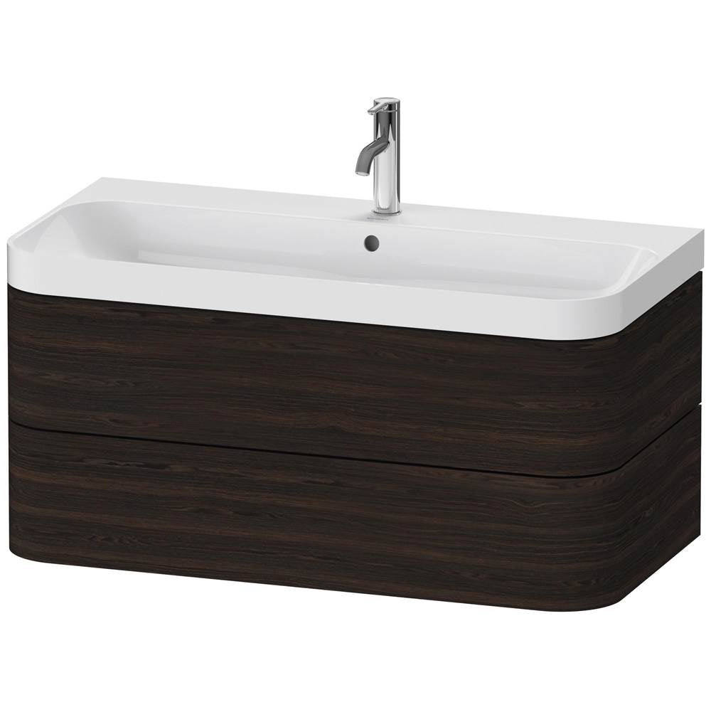 Duravit - Happy D.2 Plus Two Drawer C-Shaped Wall-Mount Vanity Kit Walnut Brushed - Walnut Brushed