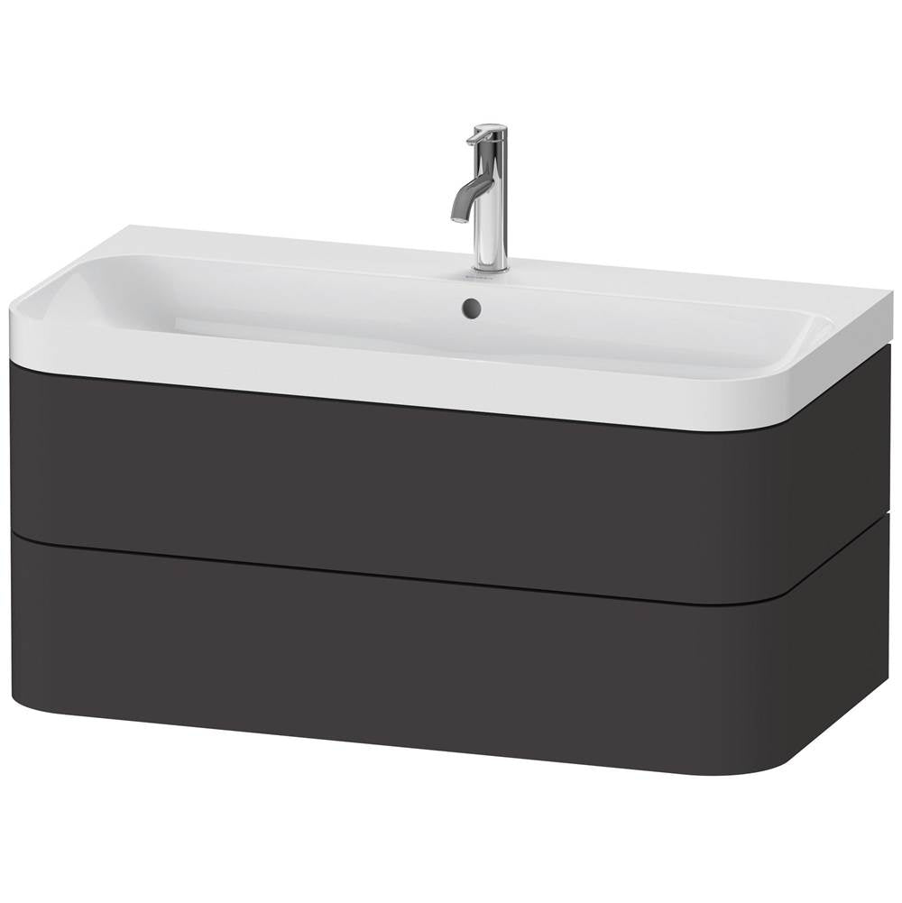 Duravit - Happy D.2 Plus Two Drawer C-Shaped Wall-Mount Vanity Kit Graphite - Graphite Super Matte