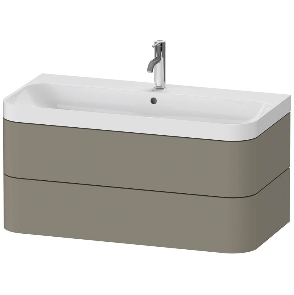 Duravit - Happy D.2 Plus Two Drawer C-Shaped Wall-Mount Vanity Kit Stone Gray - Stone Gray Satin Matte