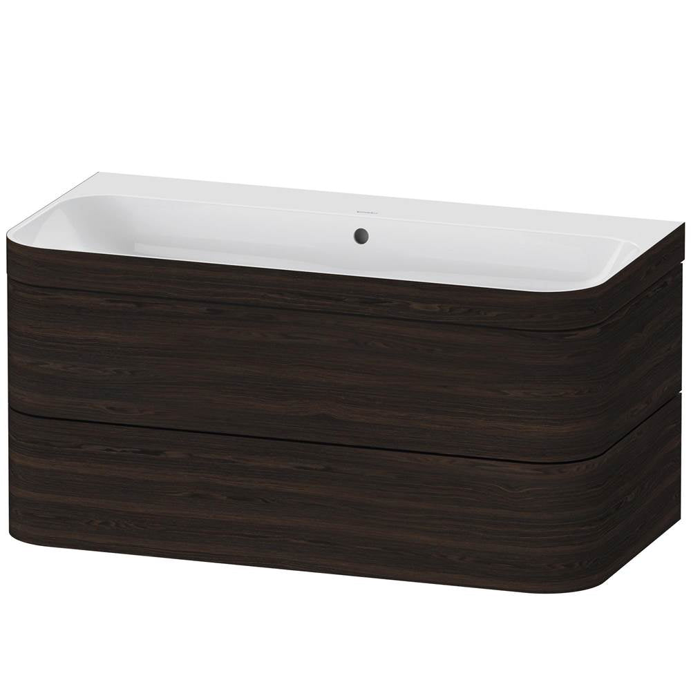 Duravit - Happy D.2 Plus Two Drawer C-Bonded Wall-Mount Vanity Kit Walnut Brushed - Walnut Brushed