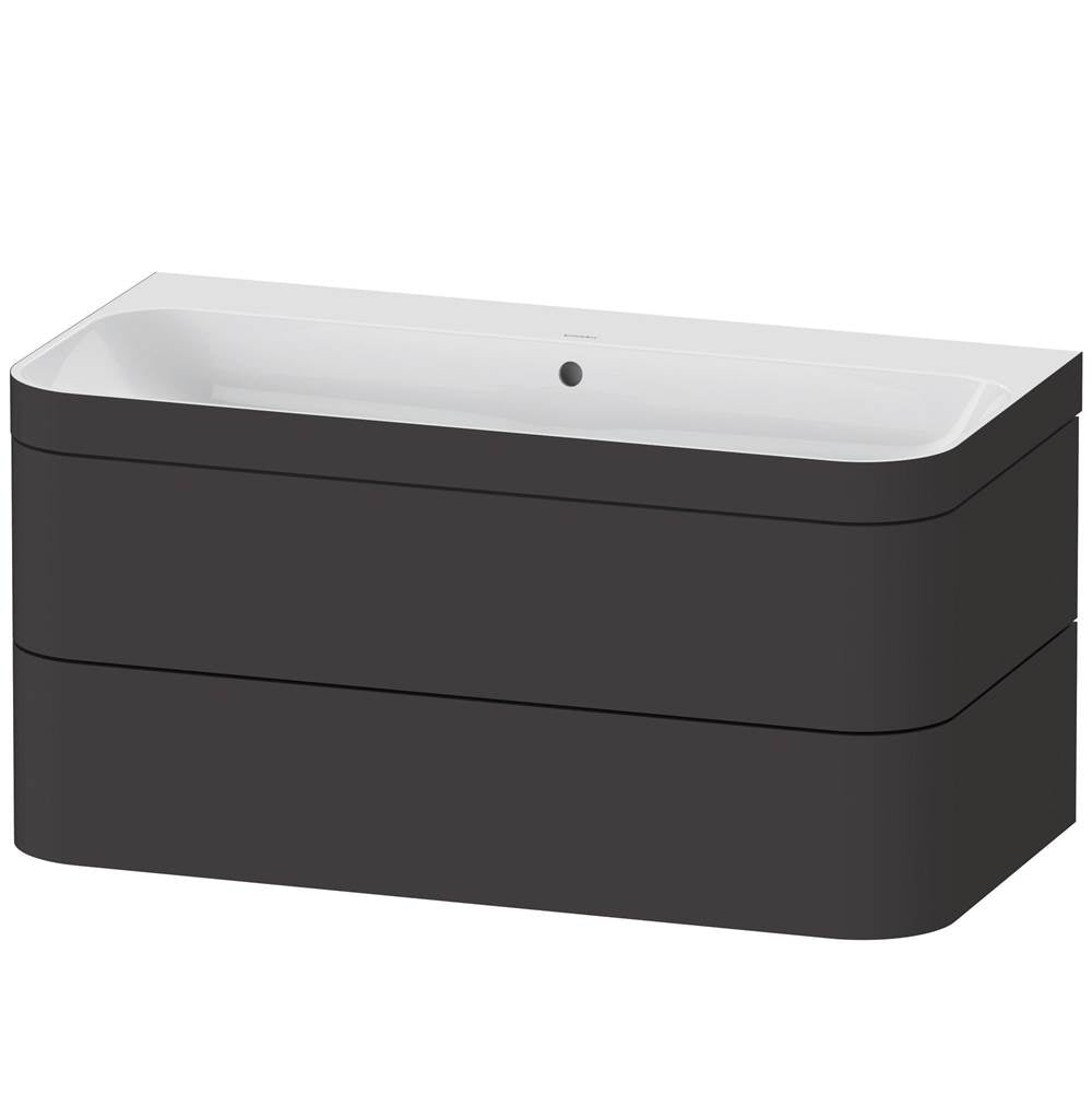 Duravit - Happy D.2 Plus Two Drawer C-Bonded Wall-Mount Vanity Kit Graphite - Graphite Super Matte