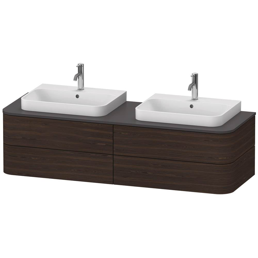 Duravit - Happy D.2 Plus Four Drawer Wall-Mount Vanity Unit Walnut Brushed - Walnut Brushed