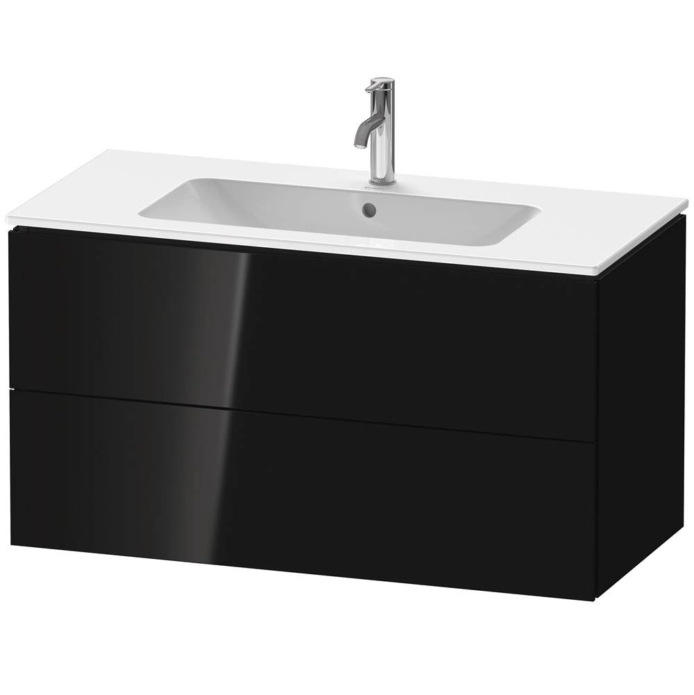 Duravit - L-Cube Two Drawer Wall-Mount Vanity Unit Black - Black High Gloss