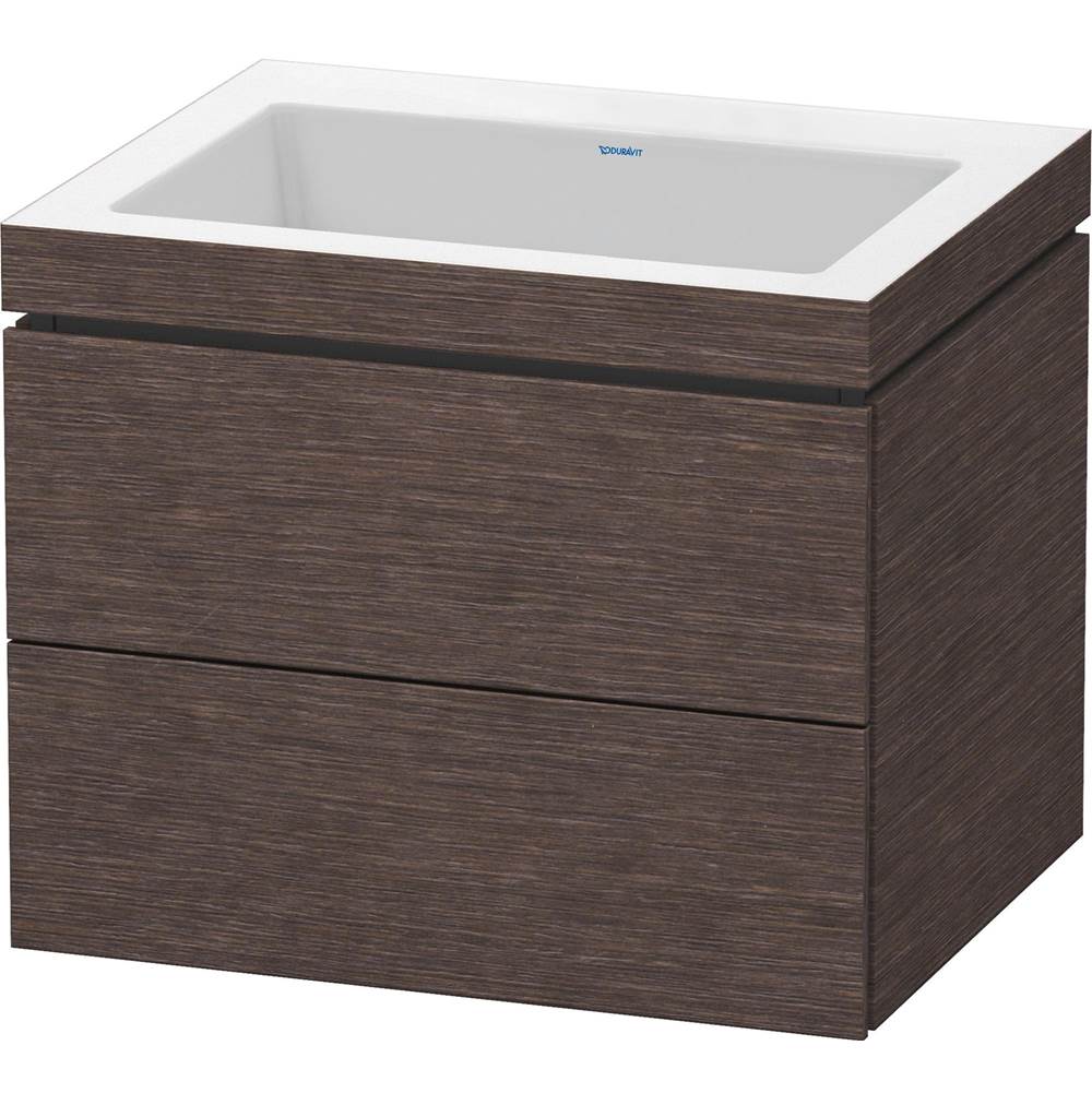 Duravit - L-Cube Two Drawer C-Bonded Wall-Mount Vanity Kit Dark Brushed Oak - Dark Brushed Oak