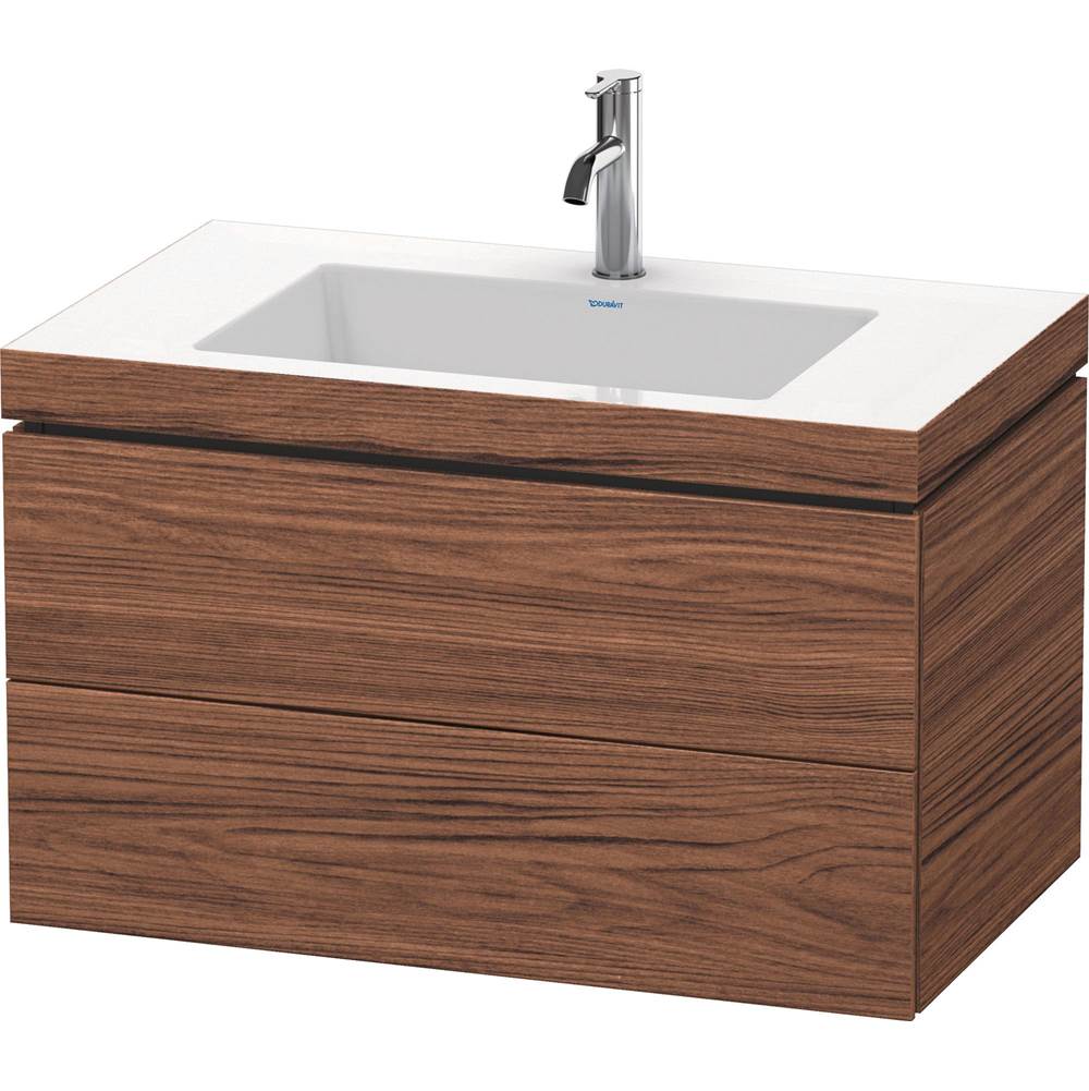 Duravit - L-Cube Two Drawer C-Bonded Wall-Mount Vanity Kit Walnut Dark - Walnut Dark