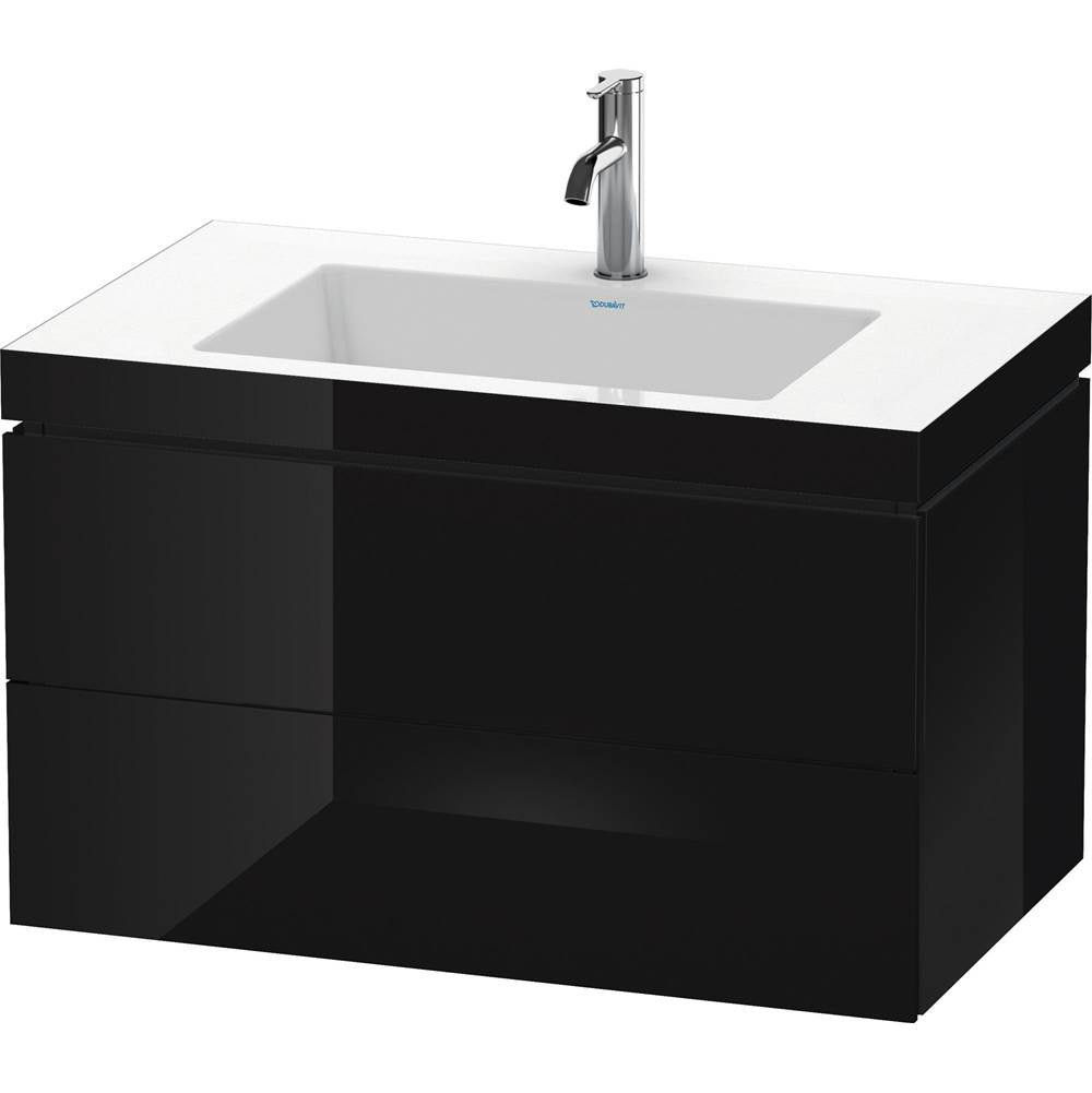 Duravit - L-Cube Two Drawer C-Bonded Wall-Mount Vanity Kit Black - Black High Gloss