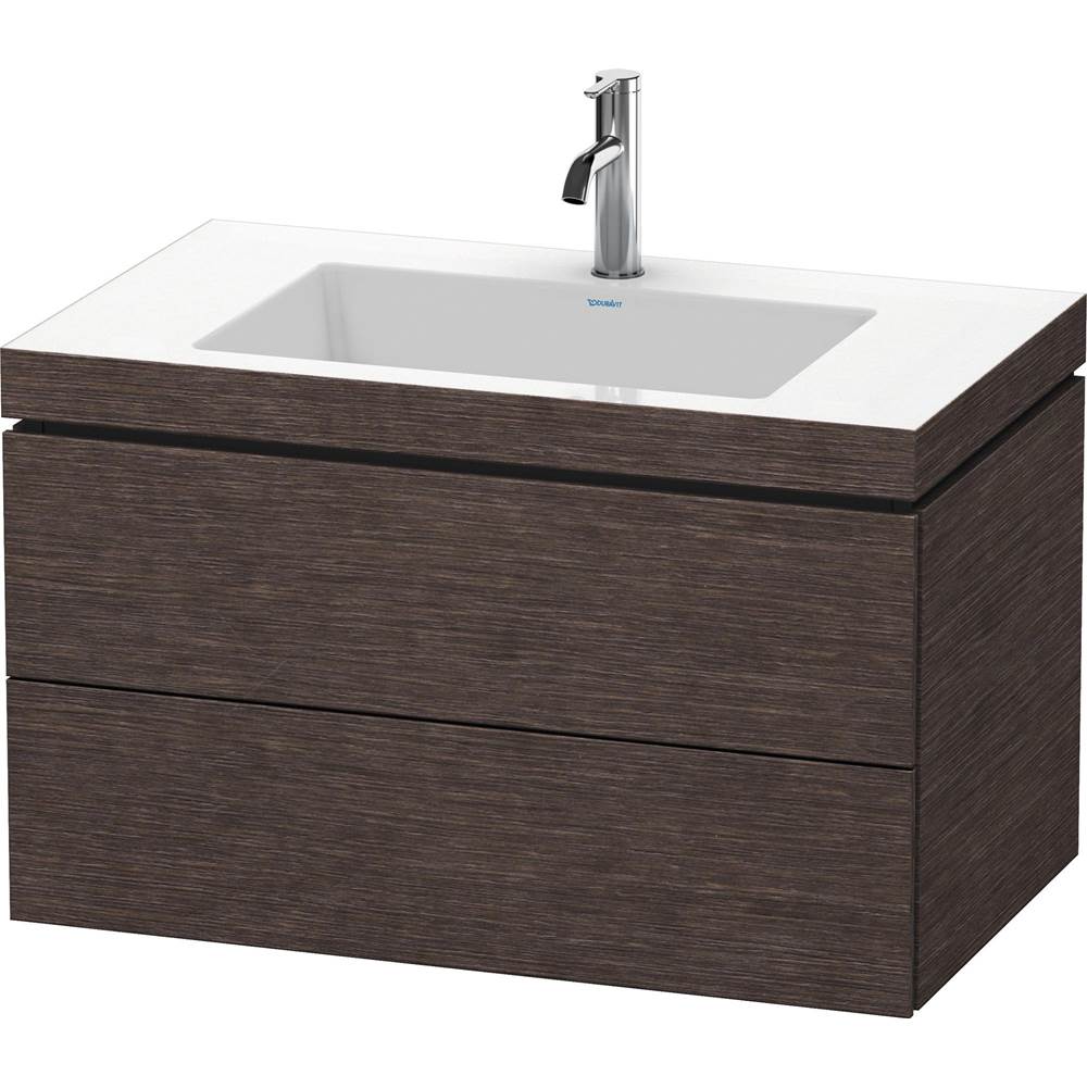 Duravit - L-Cube Two Drawer C-Bonded Wall-Mount Vanity Kit Dark Brushed Oak - Dark Brushed Oak