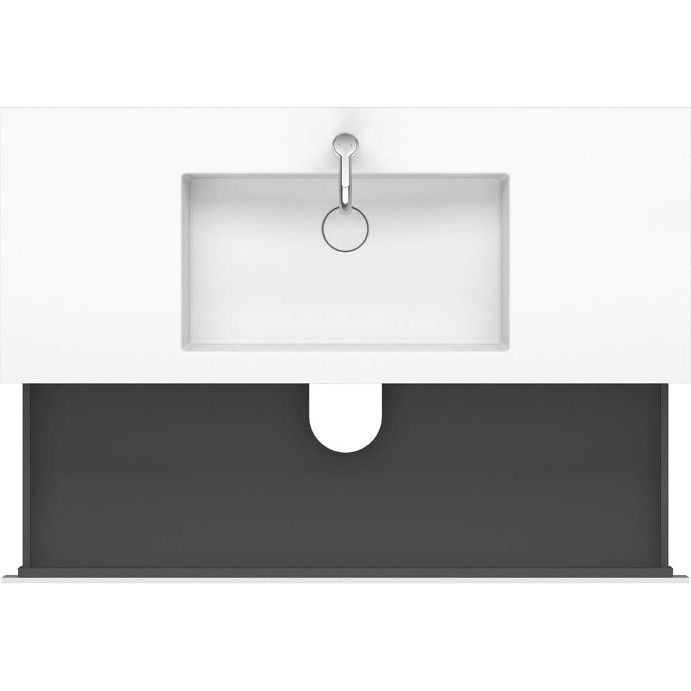 L-Cube Two Drawer C-Bonded Wall-Mount Vanity Kit Concrete Gray