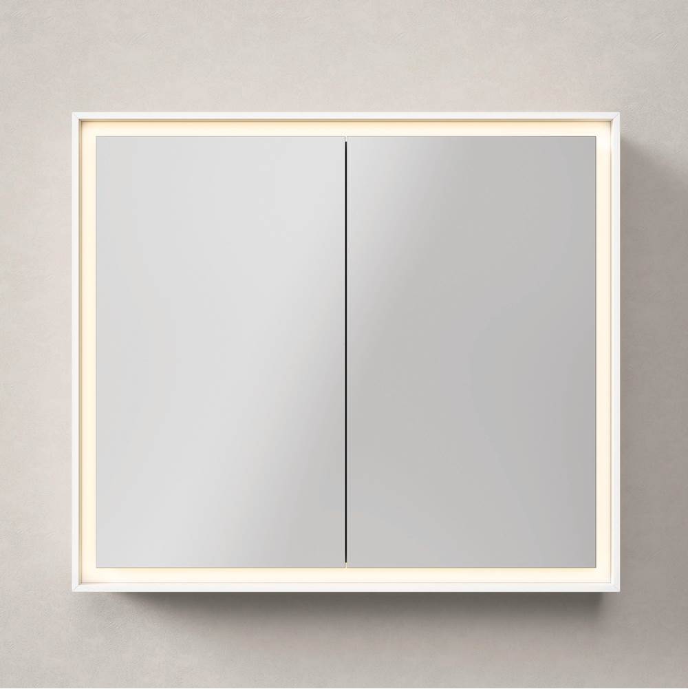 L-Cube Mirror Cabinet with Lighting White