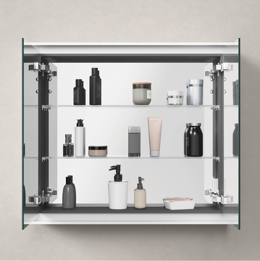 L-Cube Mirror Cabinet with Lighting White