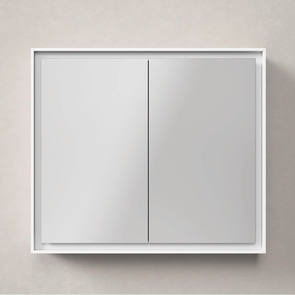 L-Cube Mirror Cabinet with Lighting White