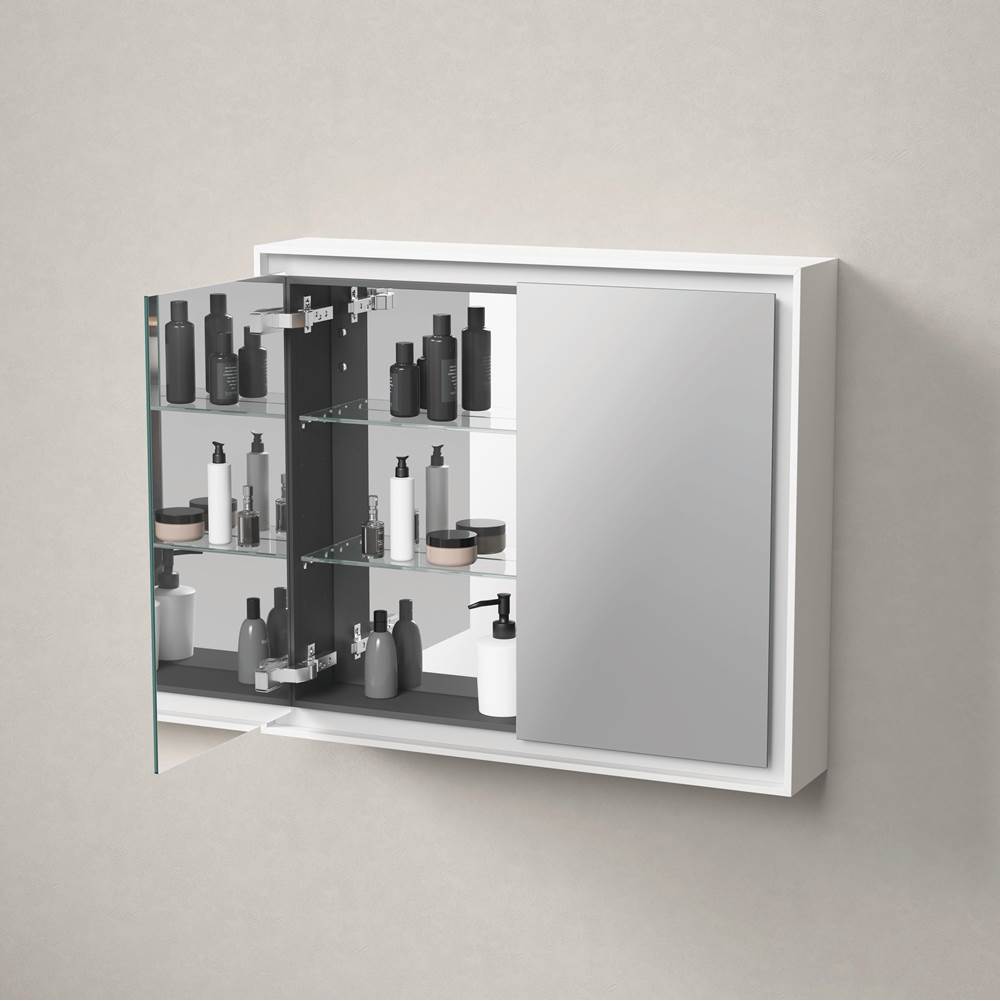 L-Cube Mirror Cabinet with Lighting White