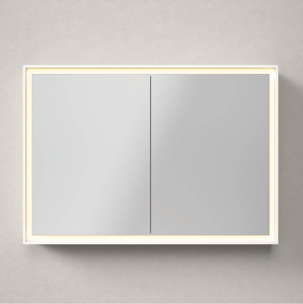 L-Cube Mirror Cabinet with Lighting White