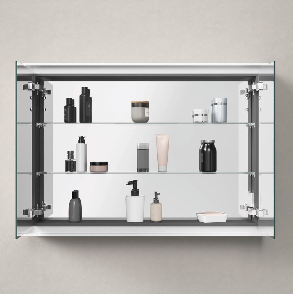 L-Cube Mirror Cabinet with Lighting White