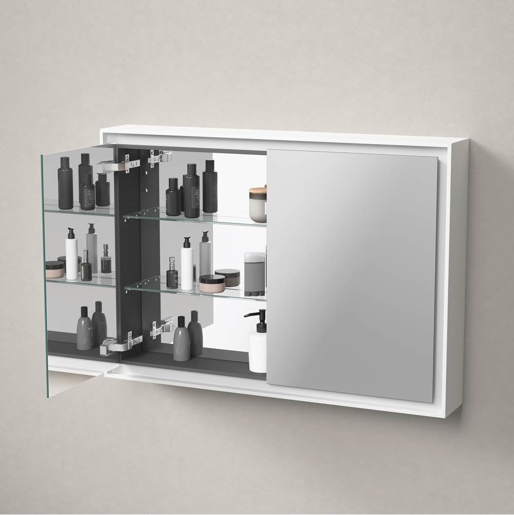 L-Cube Mirror Cabinet with Lighting White
