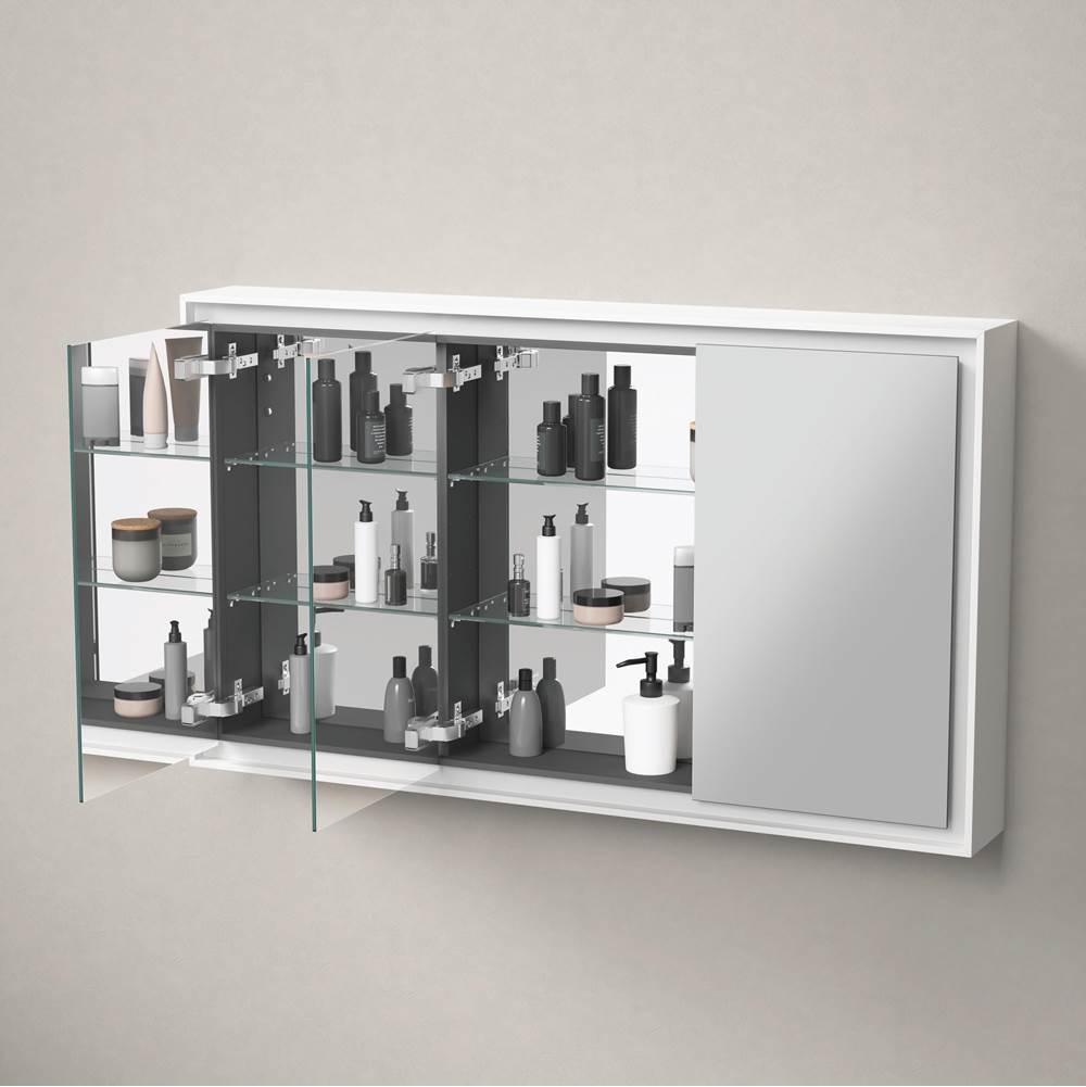L-Cube Mirror Cabinet with Lighting White