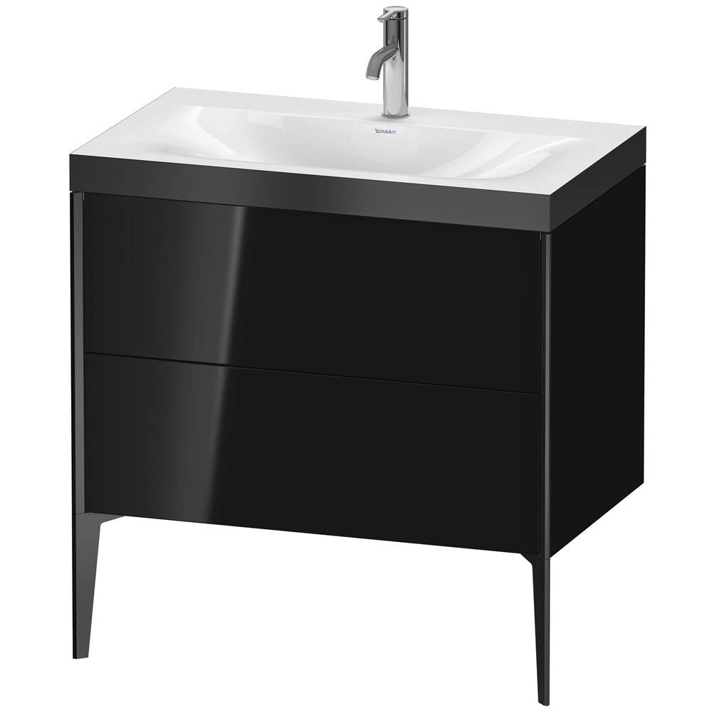 Duravit - XViu Two Drawer C-Bonded Floorstanding Vanity Kit Black - Black High Gloss