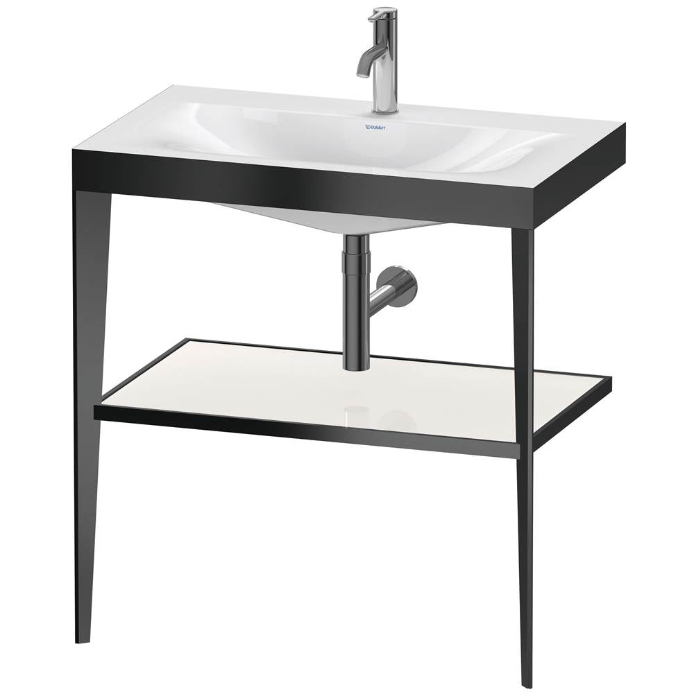 Duravit - XViu C-Bonded Vanity Kit with Sink and Metal Console White|Black - Black High Gloss
