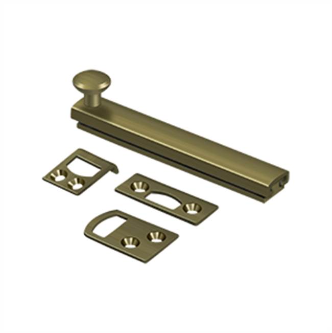 Deltana - 4'' Surface Bolt, Concealed Screw, HD - Antique Brass