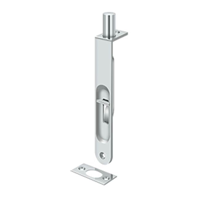 Deltana - 6'' Flush Bolt, HD Round - Polished Chrome