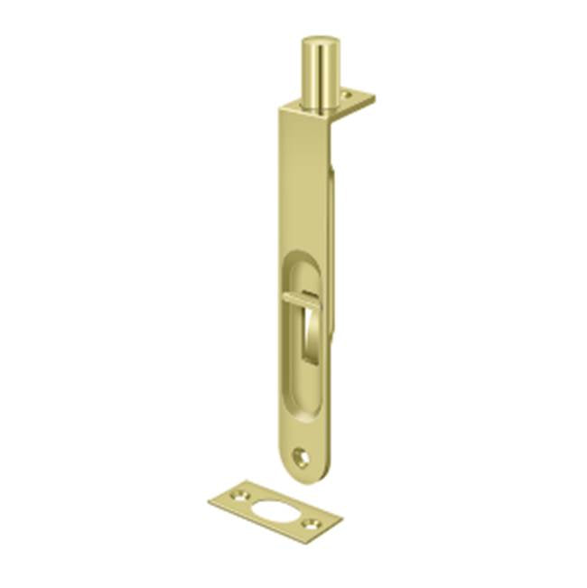 Deltana - 6'' Flush Bolt, HD Round - Polished Brass