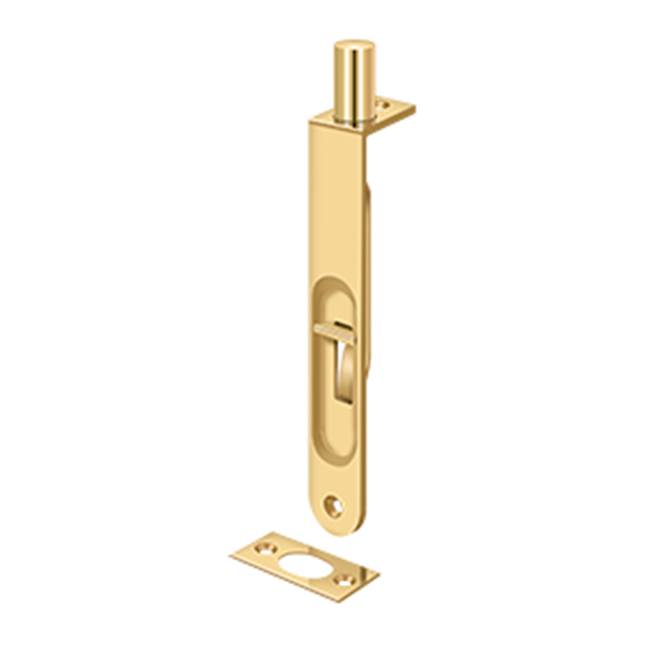 Deltana - 6'' Flush Bolt, HD Round - PVD Polished Brass