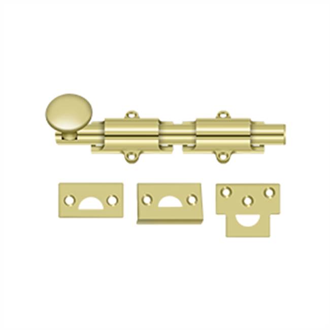 Deltana - 6'' Surface Bolt, HD - Polished Brass