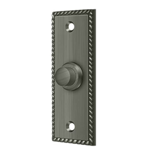 Deltana - Bell Button, Rectangular with Rope Pattern - Antique Nickel