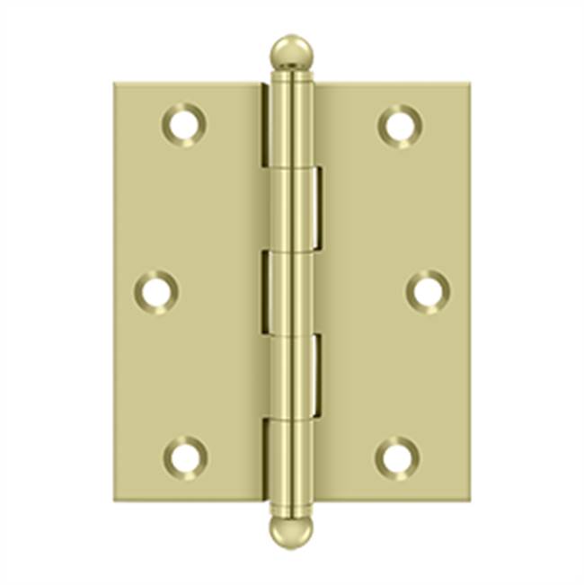 Deltana - 3'' x 2-1/2'' Hinge, w/ Ball Tips - Unlacquered Brass
