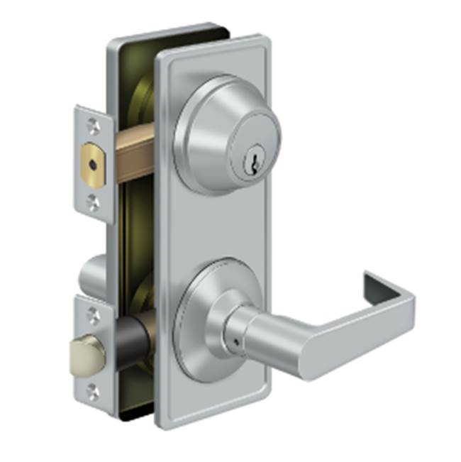 Deltana - Intercon. Lock GR2, Passage w/ Claredon Lever - Brushed Chrome