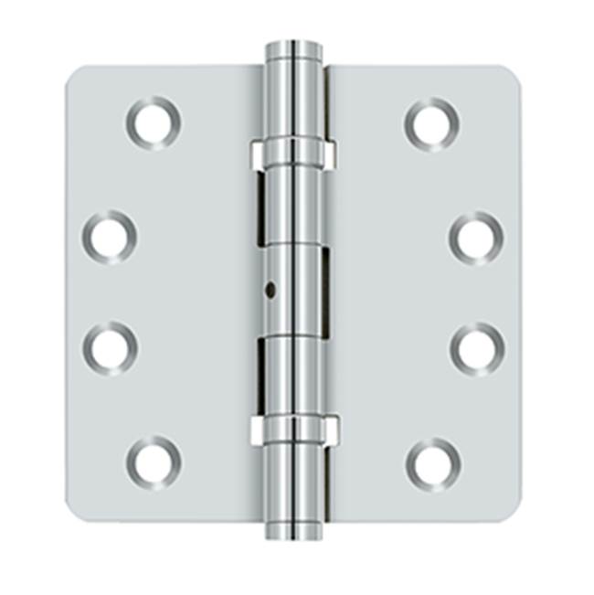 Deltana - 4'' x 4'' x 1/4'' Radius Hinges, Ball Bearings, NRP, Solid Brass - Polished Chrome