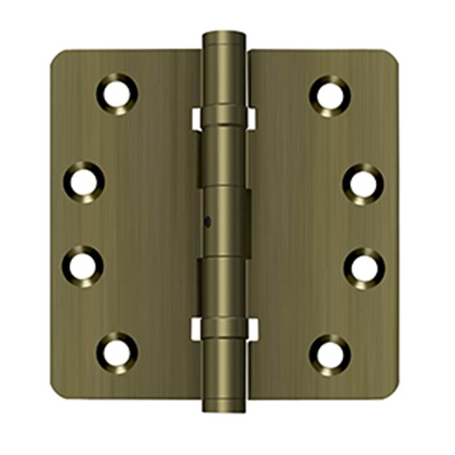 Deltana - 4'' x 4'' x 1/4'' Radius Hinges, Ball Bearings, NRP, Solid Brass - Antique Brass