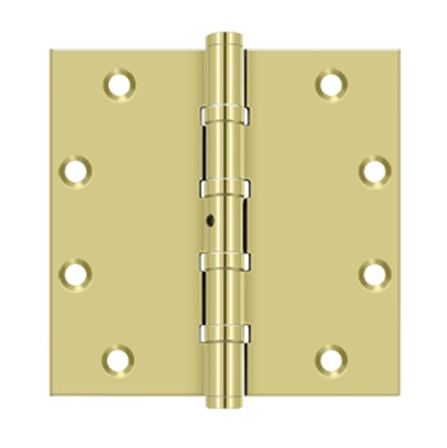 Deltana - 5'' x 5'' Square Hinges, Ball Bearings - Polished Brass