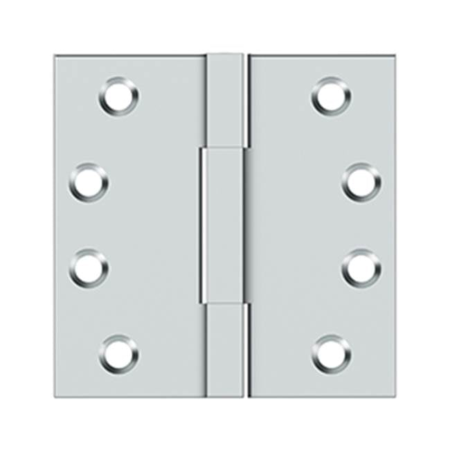 Deltana - 4''x 4'' Square Knuckle Hinges, Solid Brass - Polished Chrome