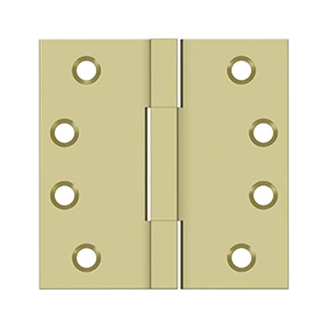 Deltana - 4''x 4'' Square Knuckle Hinges, Solid Brass - Unlacquered Brass