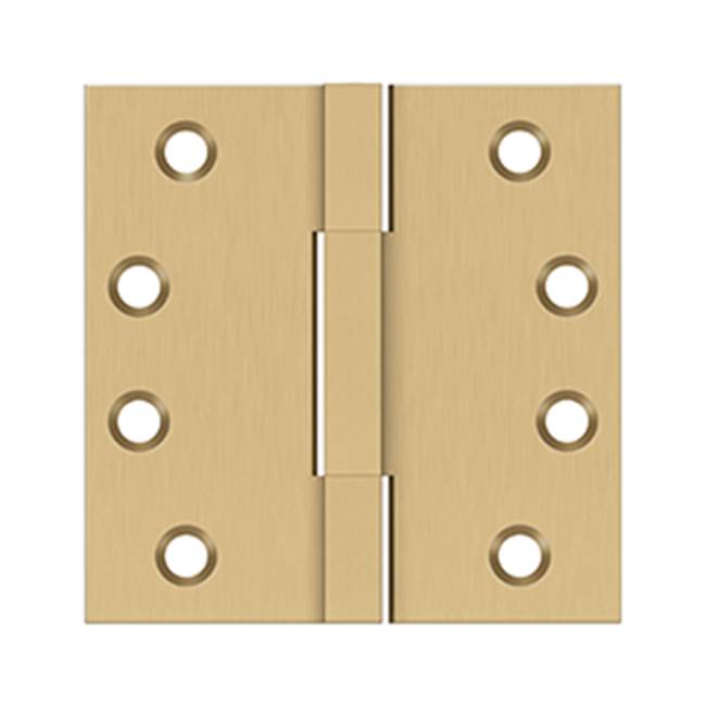 Deltana - 4''x 4'' Square Knuckle Hinges, Solid Brass - Brushed Brass