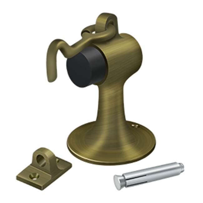 Deltana - Cement Floor Mount Bumper w/ Holder, Solid Brass - Antique Brass