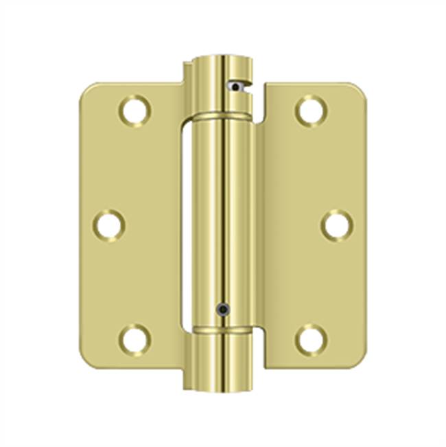 Deltana - 3-1/2'' x 3-1/2'' x 1/4'' Spring Hinge - Polished Brass