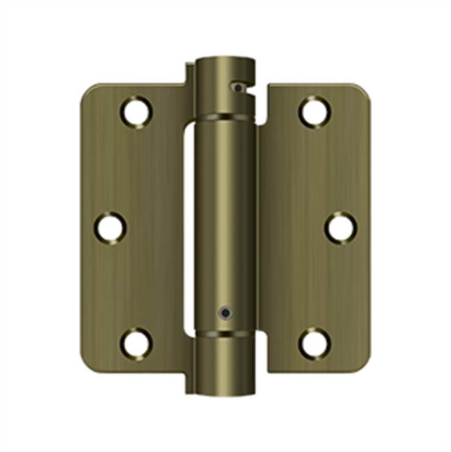 Deltana - 3-1/2'' x 3-1/2'' x 1/4'' Spring Hinge - Antique Brass