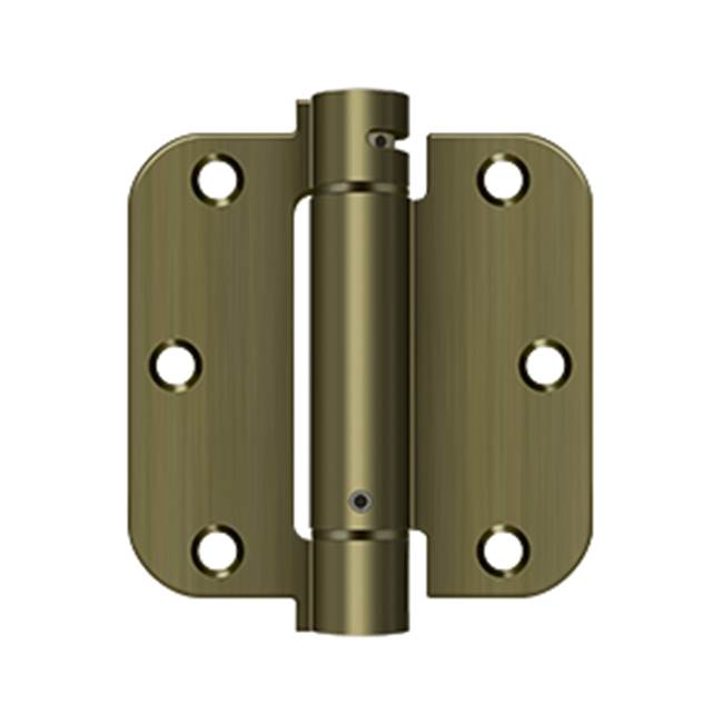 Deltana - 3-1/2'' x 3-1/2'' x 5/8'' Spring Hinge - Antique Brass
