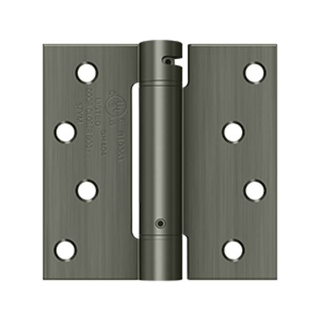 Deltana - 4'' x 4'' Spring Hinge, UL Listed - Antique Nickel