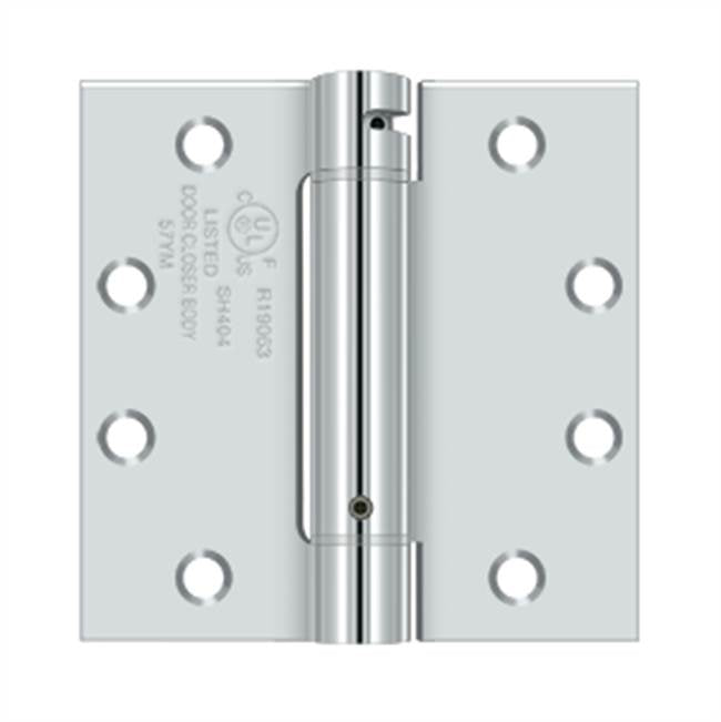 Deltana - 4-1/2'' x 4-1/2'' Spring Hinge, UL Listed - Polished Chrome