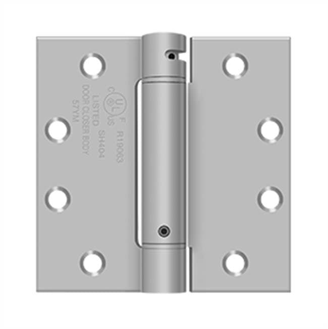 Deltana - 4-1/2'' x 4-1/2'' Spring Hinge, UL Listed - Brushed Stainless