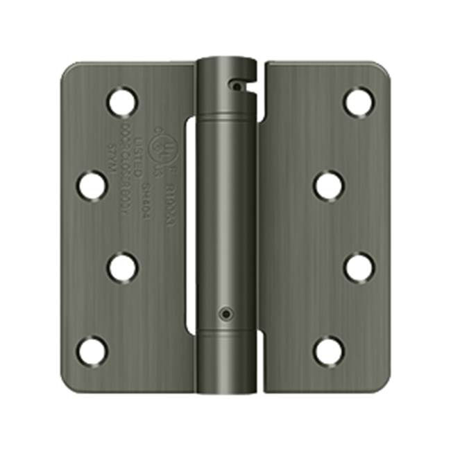 Deltana - 4'' x 4'' x 1/4'' Spring Hinge, UL Listed - Antique Nickel