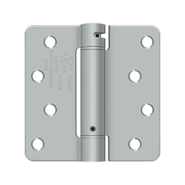 Deltana - 4'' x 4'' x 1/4'' Spring Hinge, UL Listed - Brushed Chrome
