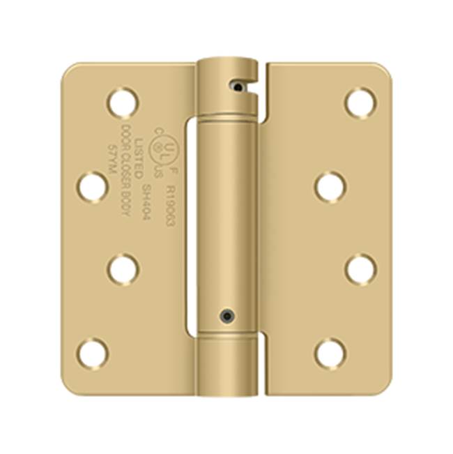 Deltana - 4'' x 4'' x 1/4'' Spring Hinge, UL Listed - Brushed Brass